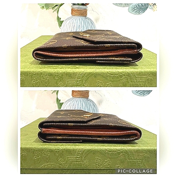 LOUIS VUITTON AUTHENTIC LEATHER V FLAP ELISE WALLET EUC - Picture 11 of 16